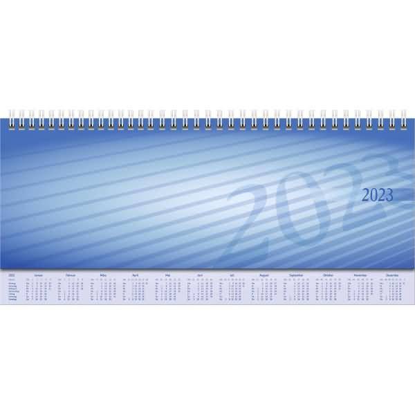 Schreibtischquerkalender 29,7x10,5cm 1 Woche =2 Seiten blau Kalendarium 2023