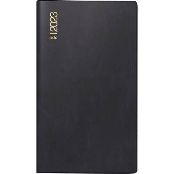 Taschenkalender Miniplaner d15 8,7x15,3cm 1 Monat/2 Seiten Kunststoff schwarz 2023