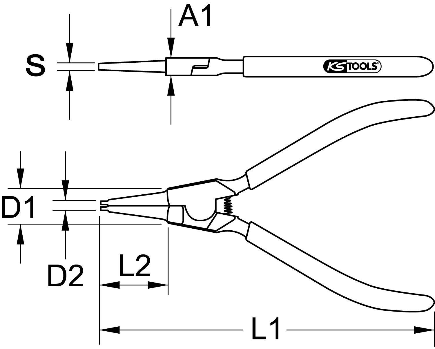 KS TOOLS Aussen-Sicherungszange, 10-25 mm