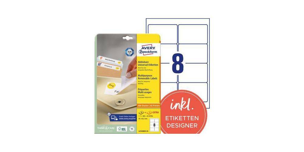 AVERY Zweckform Universaletikett 96 x 63,5 mm (B x H) wieder ablösbar