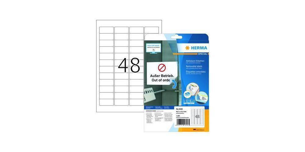 HERMA Universaletikett 45,7 x 21,2 mm (B x H) wieder ablsbar Papier