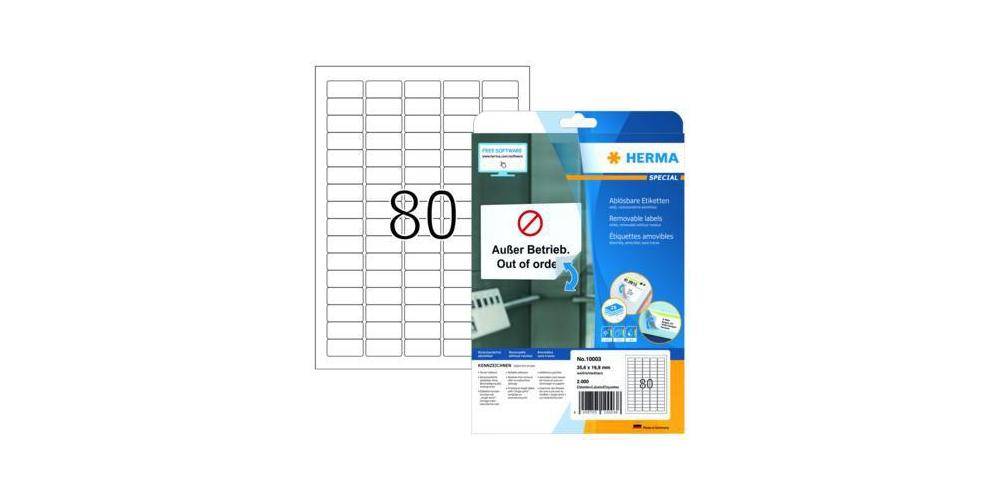 HERMA Haftetikett 35,6 x 16,9 mm (B x H) wieder ablsbar Papier wei