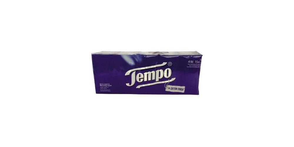 Tempo Papiertaschentuch 4-lagig Zellstoff wei 15 x 10 St./Pack.