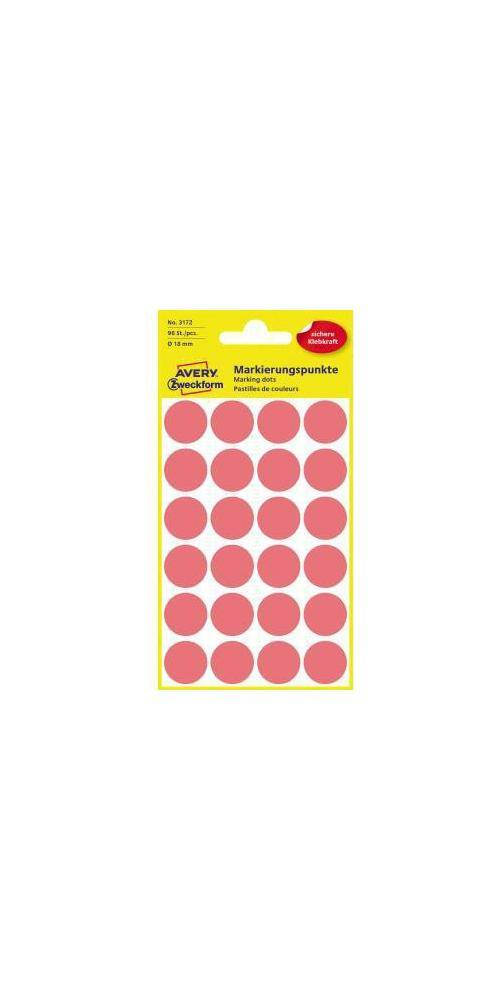 AVERY Zweckform Markierungspunkt 18mm Papier leuchtrot 96 Etik./Pack.
