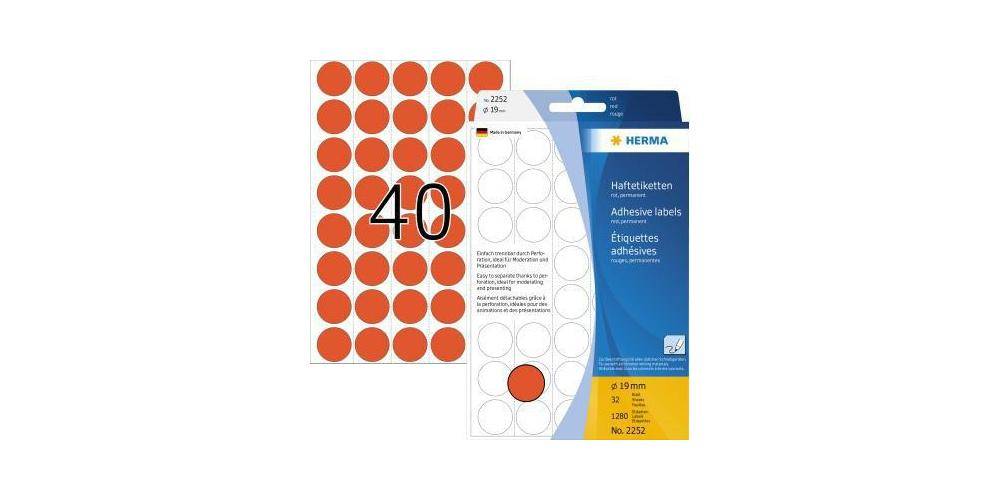 HERMA Markierungspunkt 19mm Papier rot 1.280 Etik./Pack. 19mm Papier