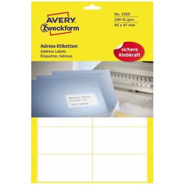 AVERY Zweckform Adressetikett Mae: 95 x 47 mm (B x H) Werkstoff: