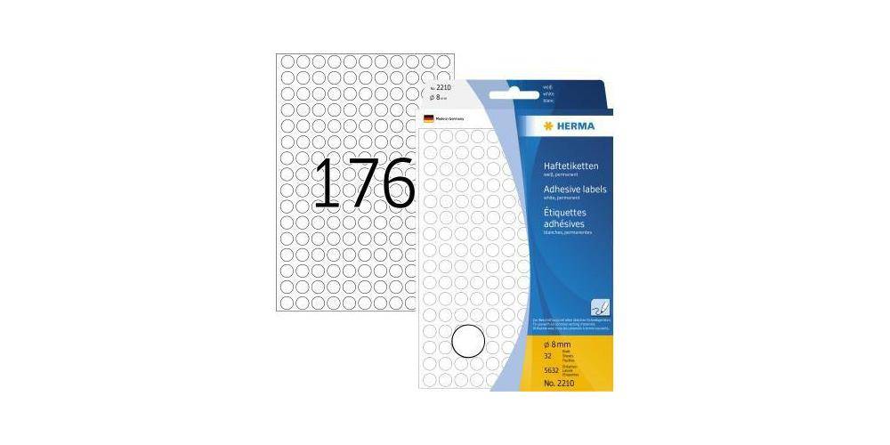 HERMA Markierungspunkt 8mm Papier wei 5.632 Etik./Pack. 8mm Papier