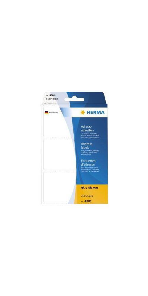HERMA Adressetikett 95 x 48 mm (B x H) Papier wei 250 Etik./Pack.