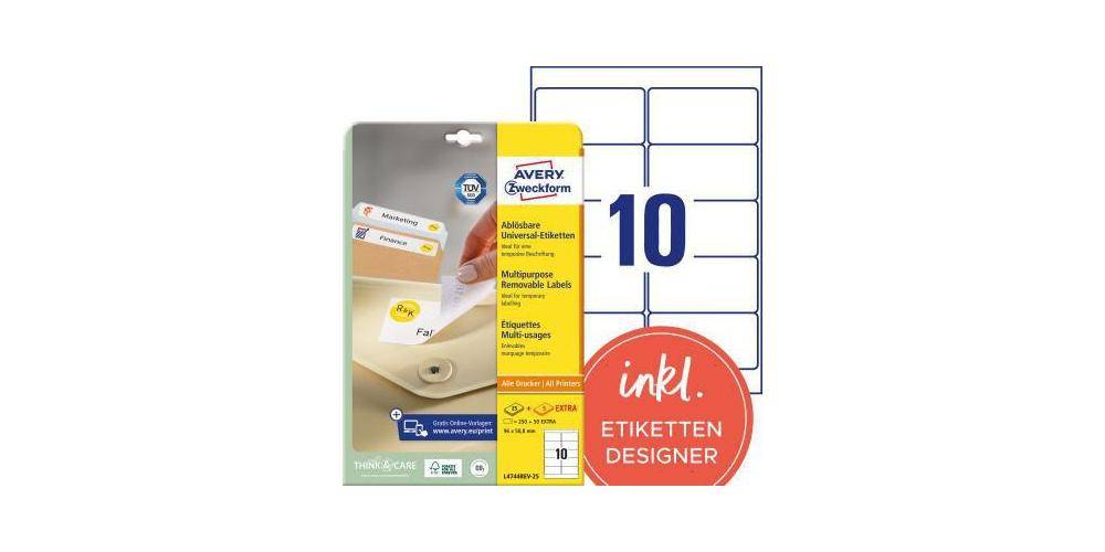 AVERY Zweckform Universaletikett 96 x 50,8 mm (B x H) wieder ablsbar