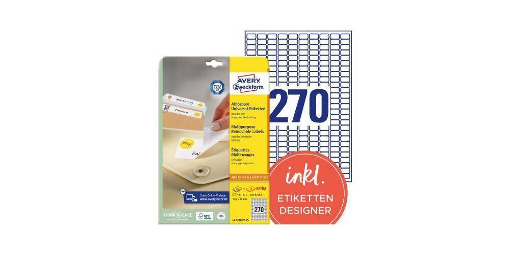 AVERY Zweckform Universaletikett 17,8 x 10 mm (B x H) wieder ablsbar
