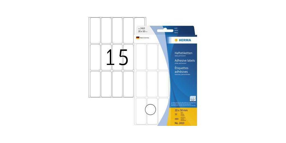 HERMA Universaletikett 20 x 50 mm (B x H) nicht wieder ablsbar Papier