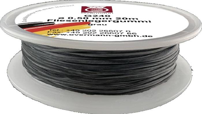 Fliesenlegergummi L.20m S.0,5mm f.Spannecken grau OVERMANN