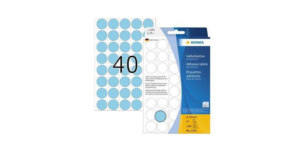 HERMA Markierungspunkt 19mm Papier blau 1.280 Etik./Pack. 19mm Papier