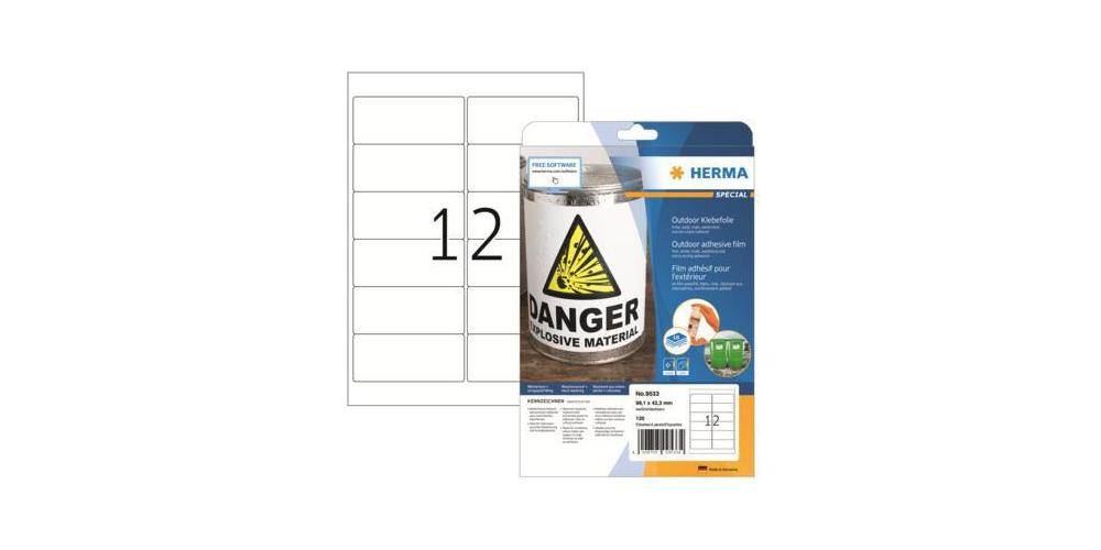 HERMA Folienetikett SPECIAL 99,1 x 42,3 mm (B x H) wei 120 Etik./Pack.