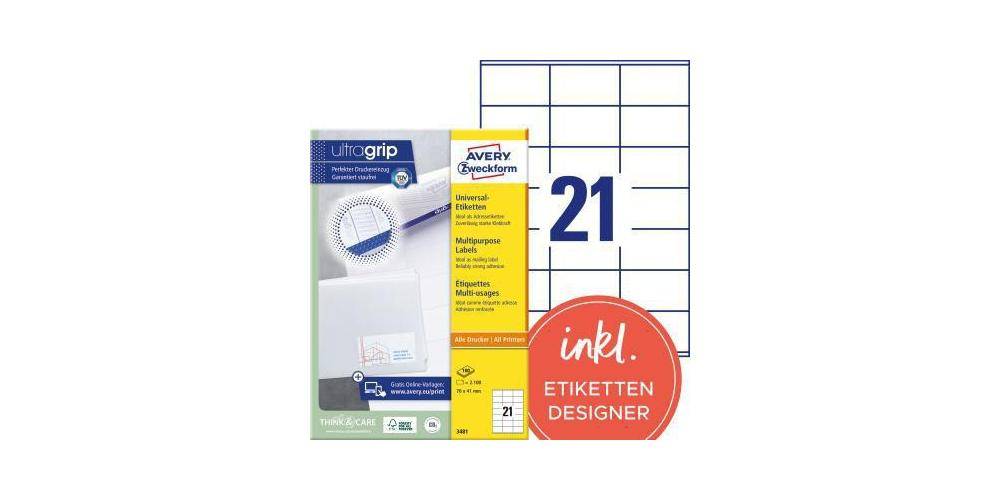 AVERY Zweckform Universaletikett ultragrip 70 x 41 mm (B x H) nicht