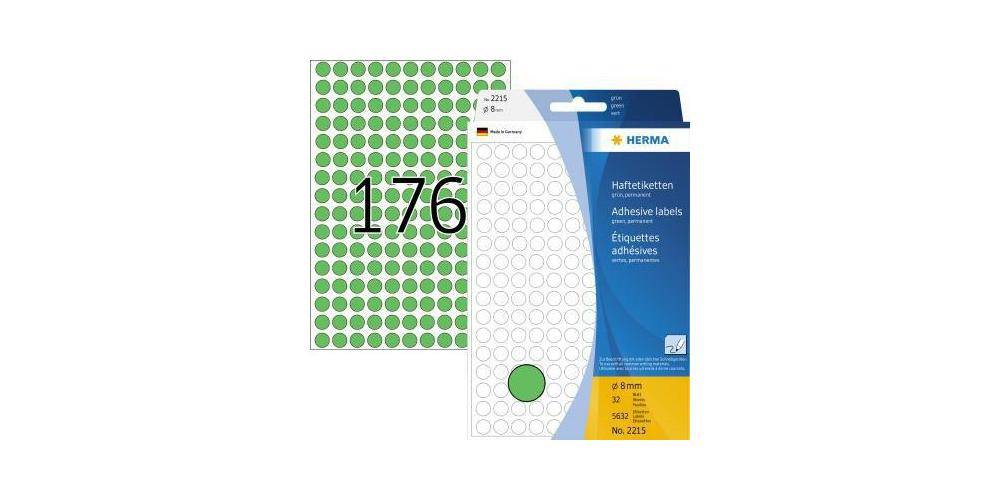 HERMA Markierungspunkt 8mm Papier grn 5.632 Etik./Pack. 8mm Papier