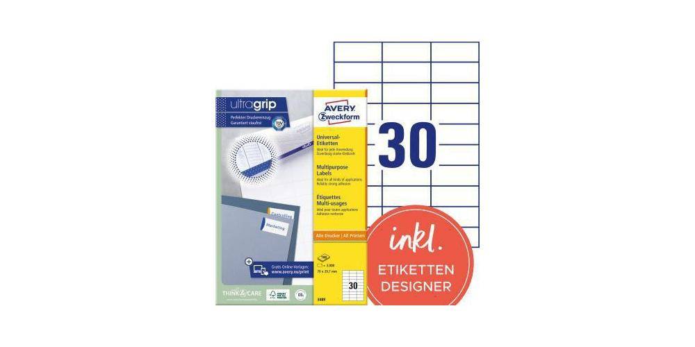 AVERY Zweckform Universaletikett ultragrip 70 x 29,7 mm (B x H) nicht