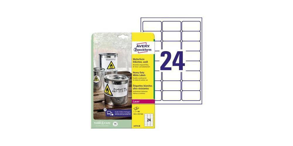 AVERY Zweckform Folienetikett 63,5 x 33,9 mm (B x H) weiß 480