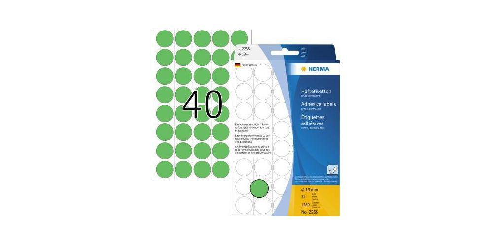 HERMA Markierungspunkt 19mm Papier grn 1.280 Etik./Pack. 19mm Papier