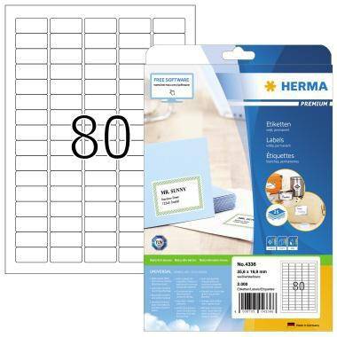 HERMA Etikett PREMIUM 4336 35,6x16,9mm weiß 2.000 St./Pack.