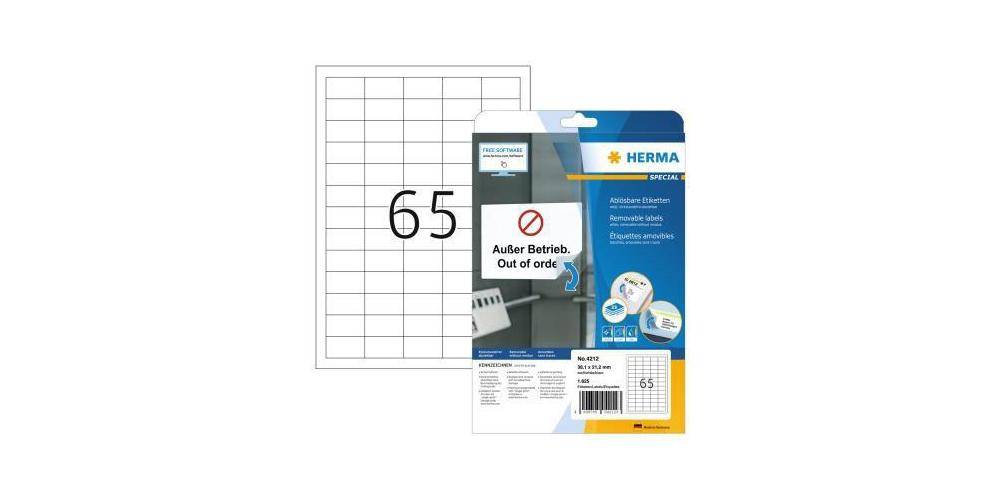 HERMA Universaletikett 38,1 x 21,2 mm (B x H) wieder ablsbar Papier