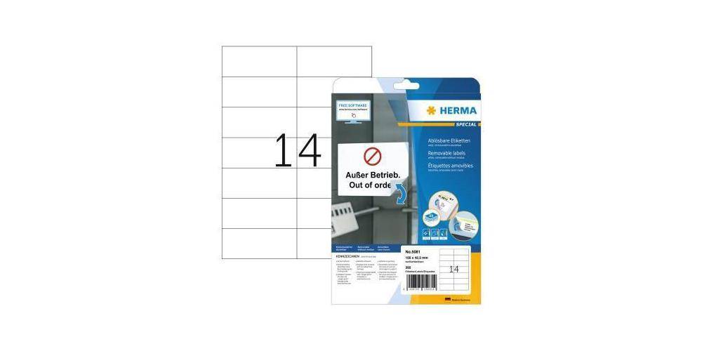 HERMA Universaletikett 105 x 42,3 mm (B x H) wieder ablsbar Papier