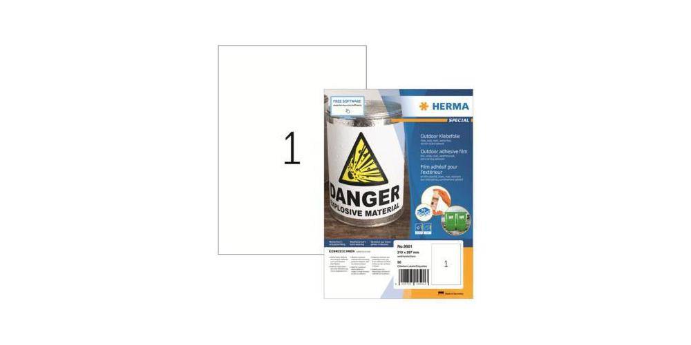 HERMA Folienetikett 210 x 297 mm (B x H) wei 50 Etik./Pack.