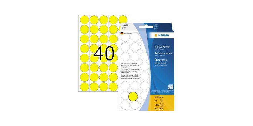HERMA Markierungspunkt 19mm Papier gelb 1.280 Etik./Pack. 19mm Papier