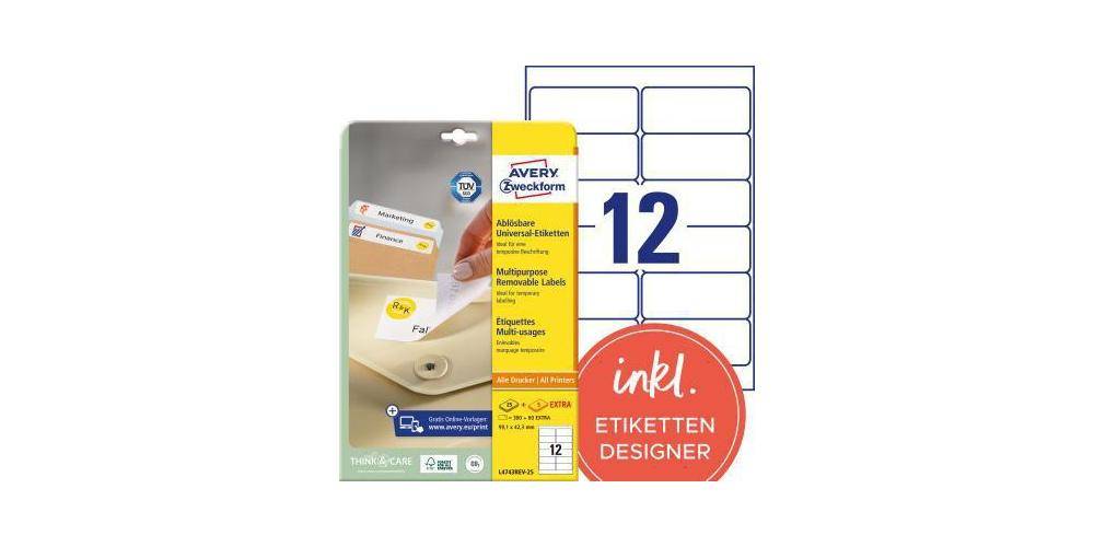 AVERY Zweckform Universaletikett 99,1 x 42,3 mm (B x H) wieder