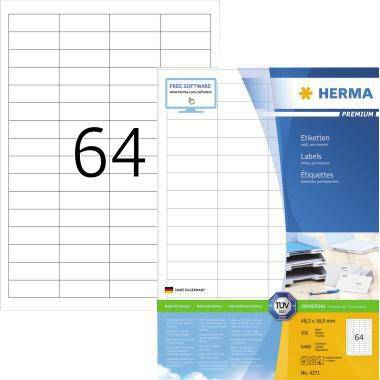 HERMA Etikett PREMIUM 4271 48,3x16,9mm weiß 6.400 St./Pack.