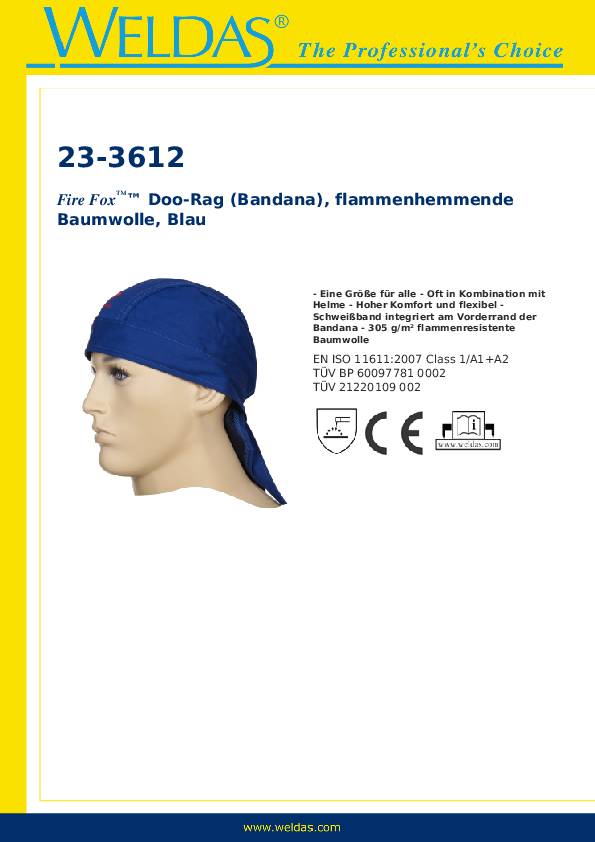 Kopftuch Fire Fox™ univ.blau WELDAS