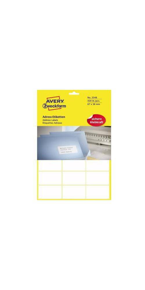 AVERY Zweckform Adressetikett 67 x 38 mm (B x H) Papier weiß 420