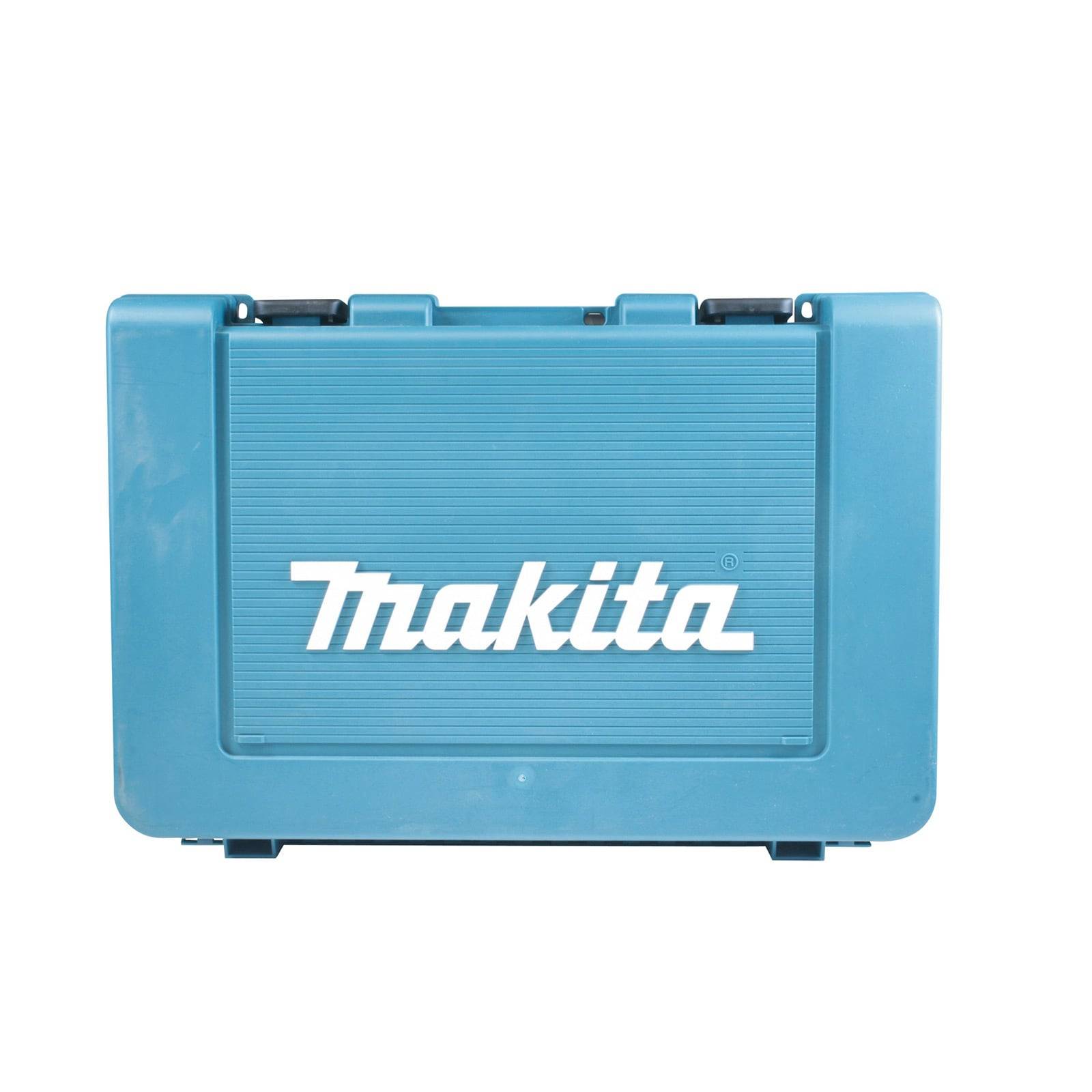Ein blauer Makita Werkzeugkoffer mit einem weißen 'Makita' Logo auf der Vorderseite.