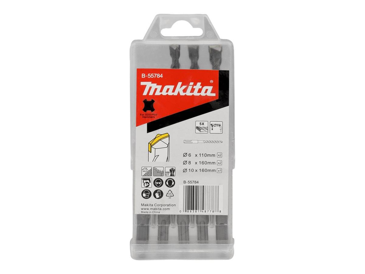 Makita Bohrersatz - für Beton - Hammereinsatz - 5 Stücke - 6 mm - 8 mm - 10 mm -