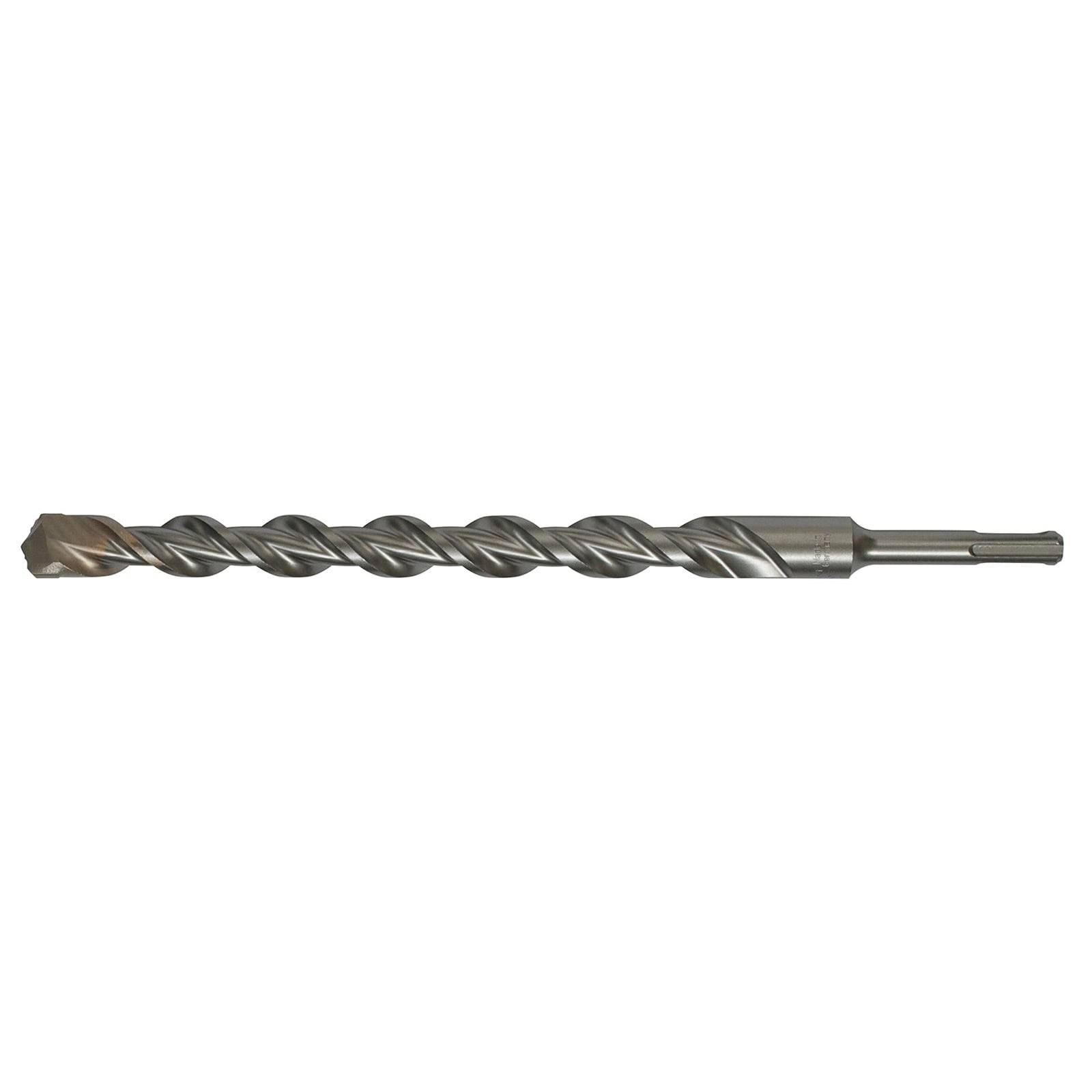 Ein Metallbohrer mit Spiralnut und einer spitzen Spitze, entwickelt zum Bohren von Löchern in harten Materialien wie Beton oder Mauerwerk.