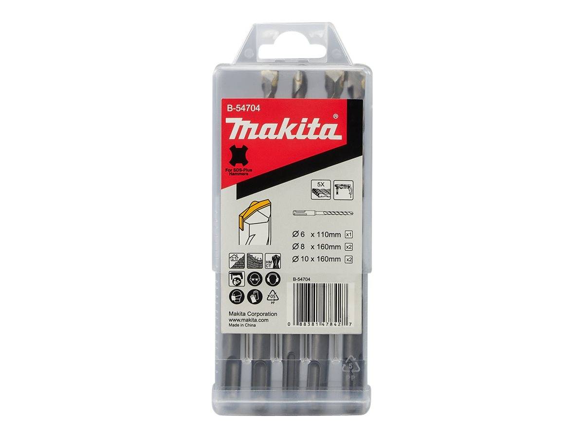 Makita Bohrersatz - für Beton - Hammereinsatz - 5 Stücke - 6 mm - 8 mm - 10 mm -