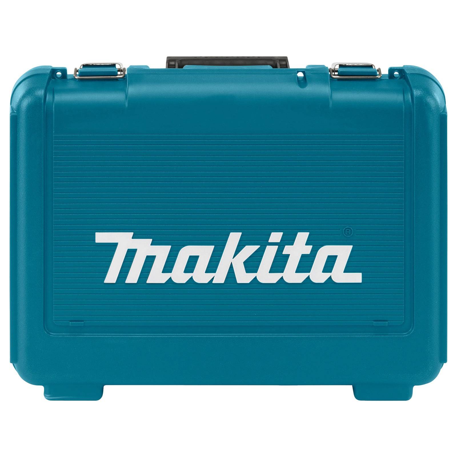 Ein blauer Makita-Transportkoffer mit dem Markenlogo, das prominent auf der Vorderseite angebracht ist.