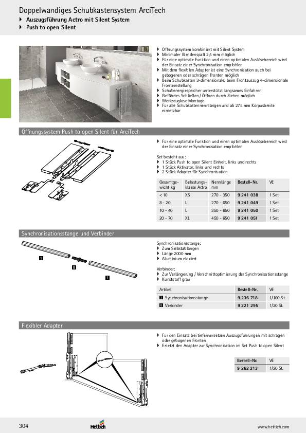 Push to open Silent Einheit f. ArciTech 8-20 kg, NL 270-650 mm