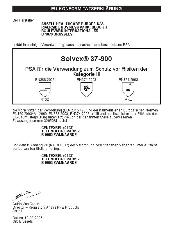 Chemiehandschuh AlphaTec Sol-Vex 37-900 Gr.9 rot EN 388,EN 374,ISO 9001