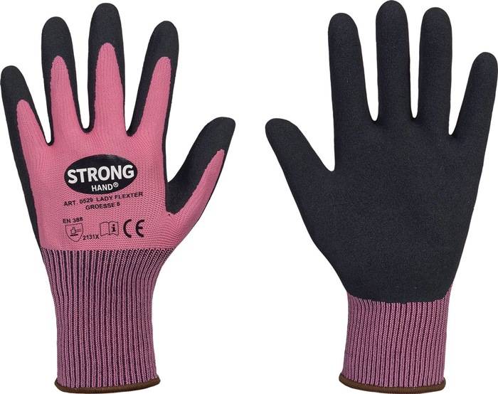 Handschuhe LADY FLEXTER Gr.8 pink/schwarz EN 420/EN 388 PSA II STRONGHAND