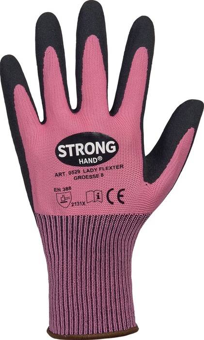 Handschuhe LADY FLEXTER Gr.6 pink/schwarz EN 420/EN 388 PSA II STRONGHAND