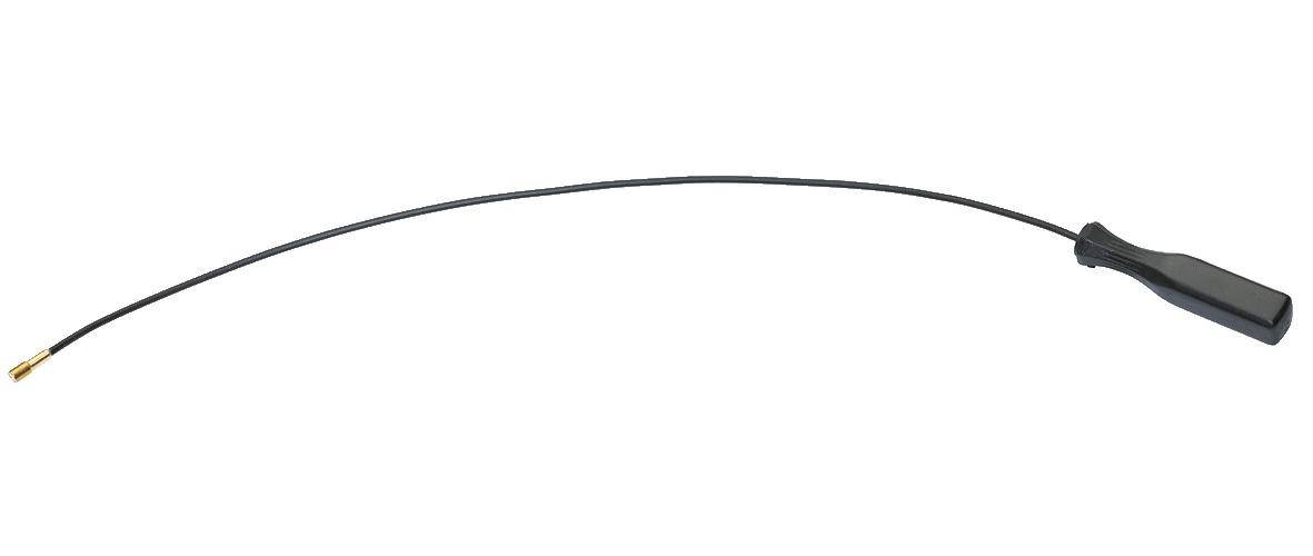 Eine gekrümmte, dünne schwarze Linie auf einem einfachen weißen Hintergrund.