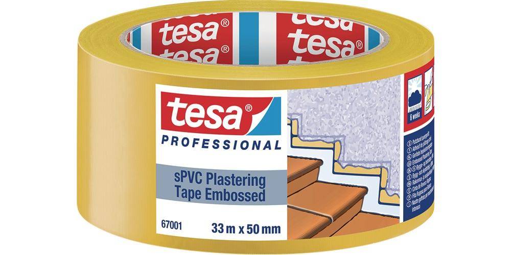 tesa PVC Putzband 67001 quergerillt gelb Lnge 33 m Breite 50 mm