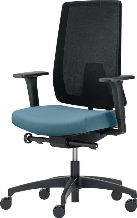 Bürodrehstuhl m.Synchrontech.wasserblau 400-520mm m.Armlehnen Trgf.150kg DAUPHIN