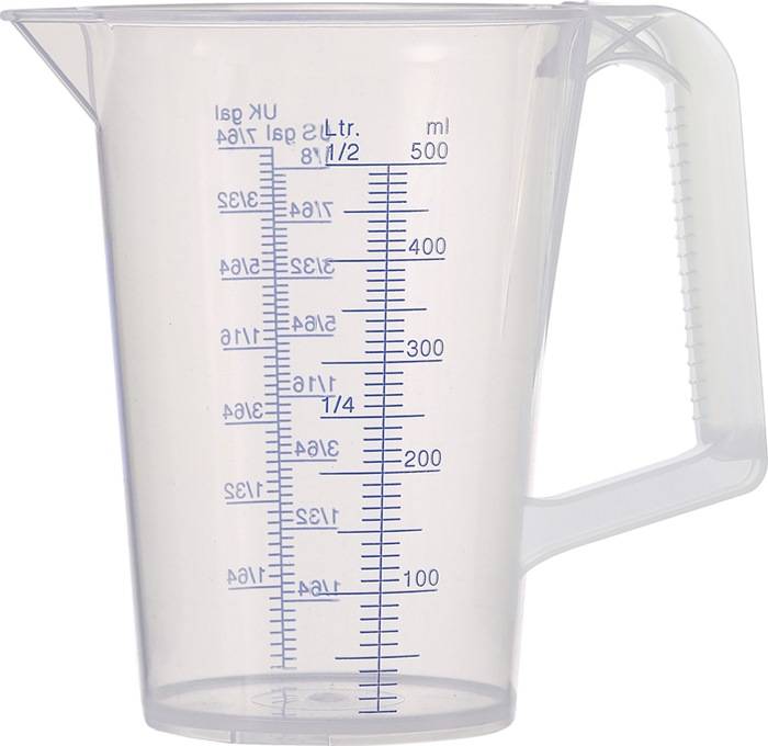 Messbecher 0,5l blau bedruckte Skala PP PRESSOL
