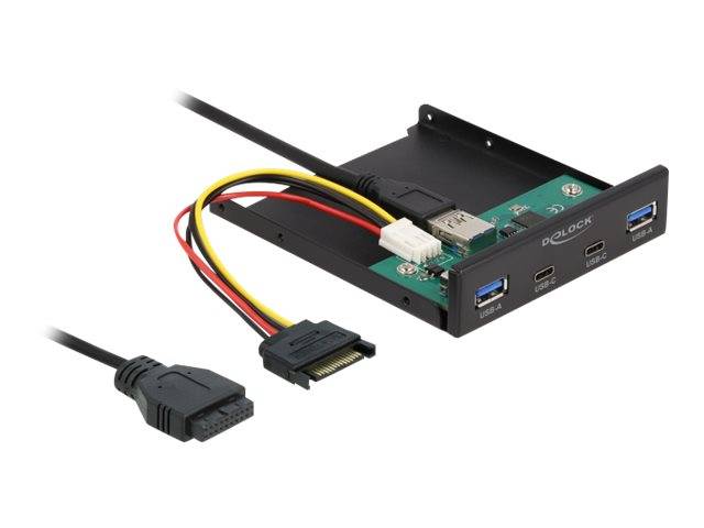 Delock Anschlüsse am vorderen Bedienfeld des Speicherschachts - USB-C x 2 - USB