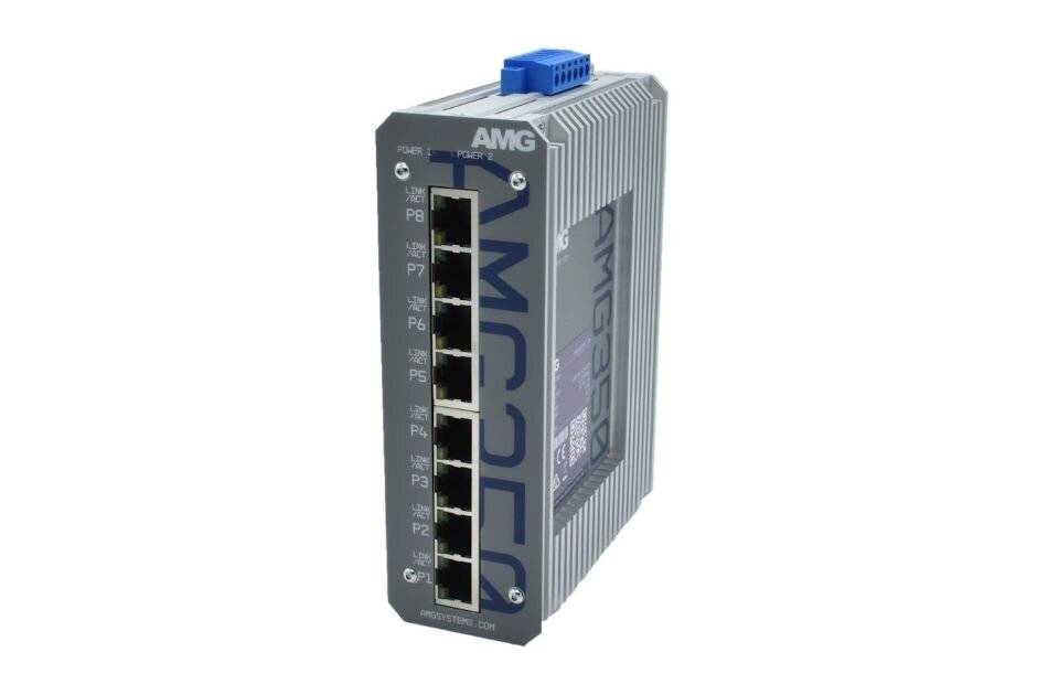 AMG Systems AMG350-8G, Industrieller 8 Port Unmanaged Switch, 8 x 10/100/1000 RJ45, 12-56VDC Eingangsspannung