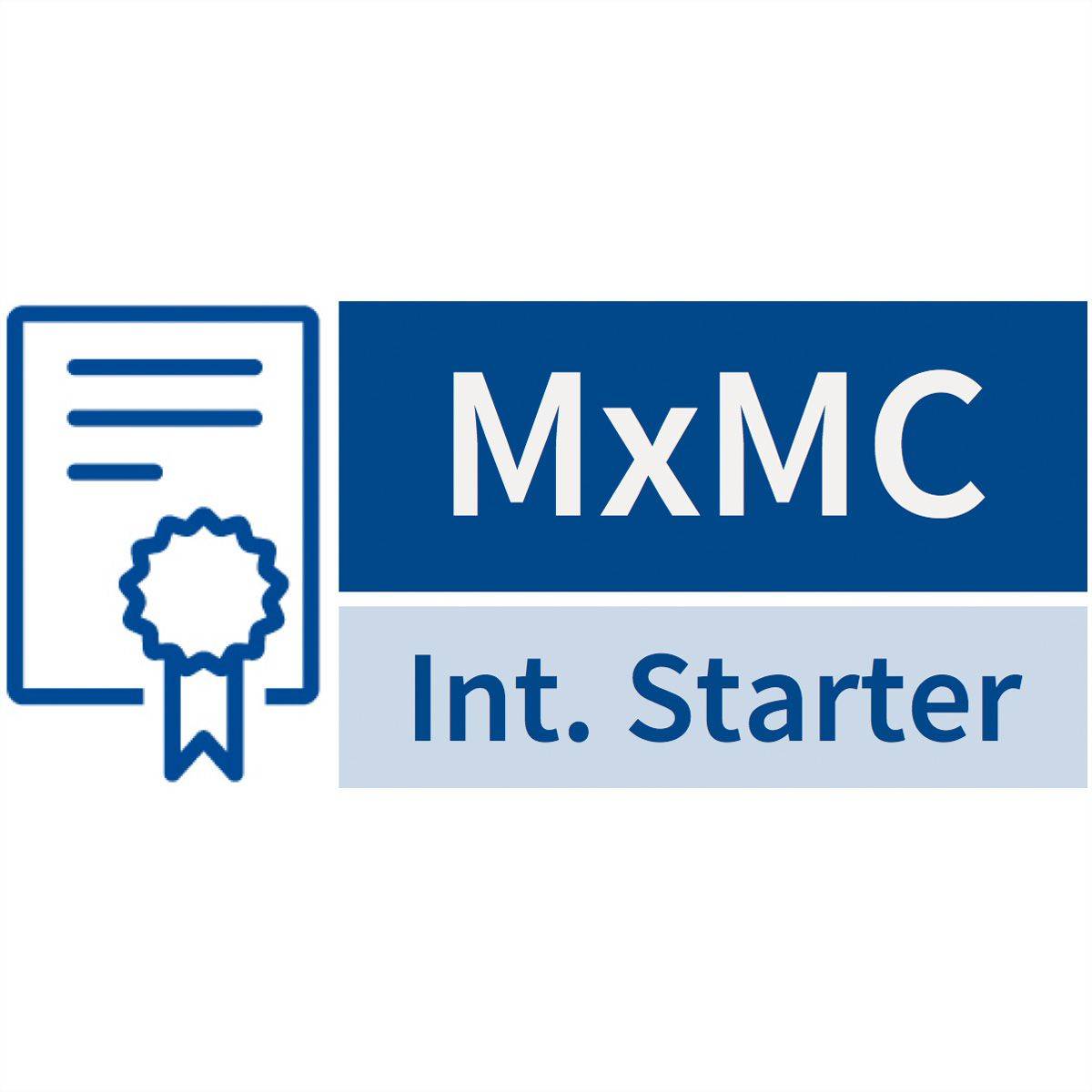Logo mit Zertifikatsymbol und Text „MxMC
