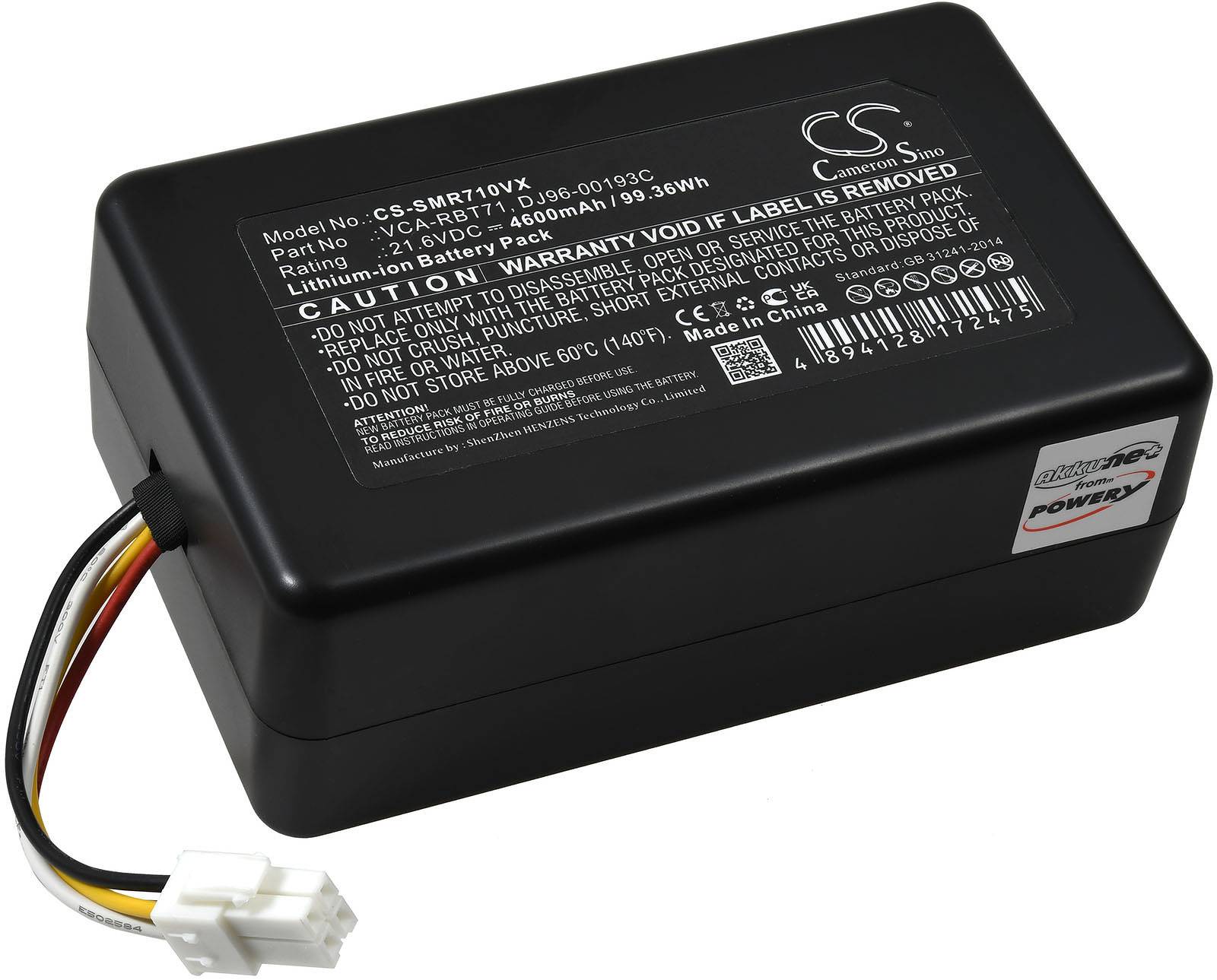 Powery Powerakku für Saugroboter Samsung VR10M702PUW, 21,6V, Li-Ion