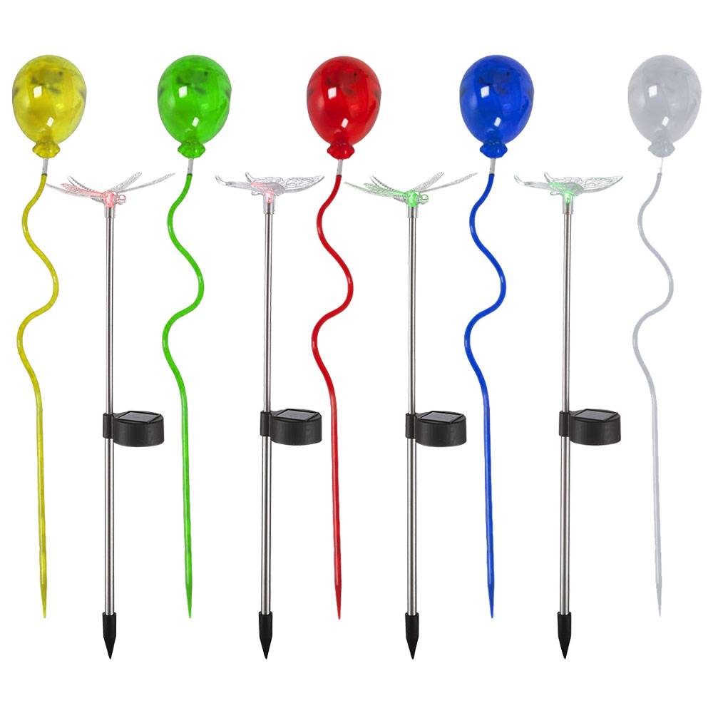 Gartendeko Erdspießleuchte Schmetterling Außenleuchte Farbwechsel Libelle Lufballon Gartenleuchte, LED fest verbaut, 9er Set